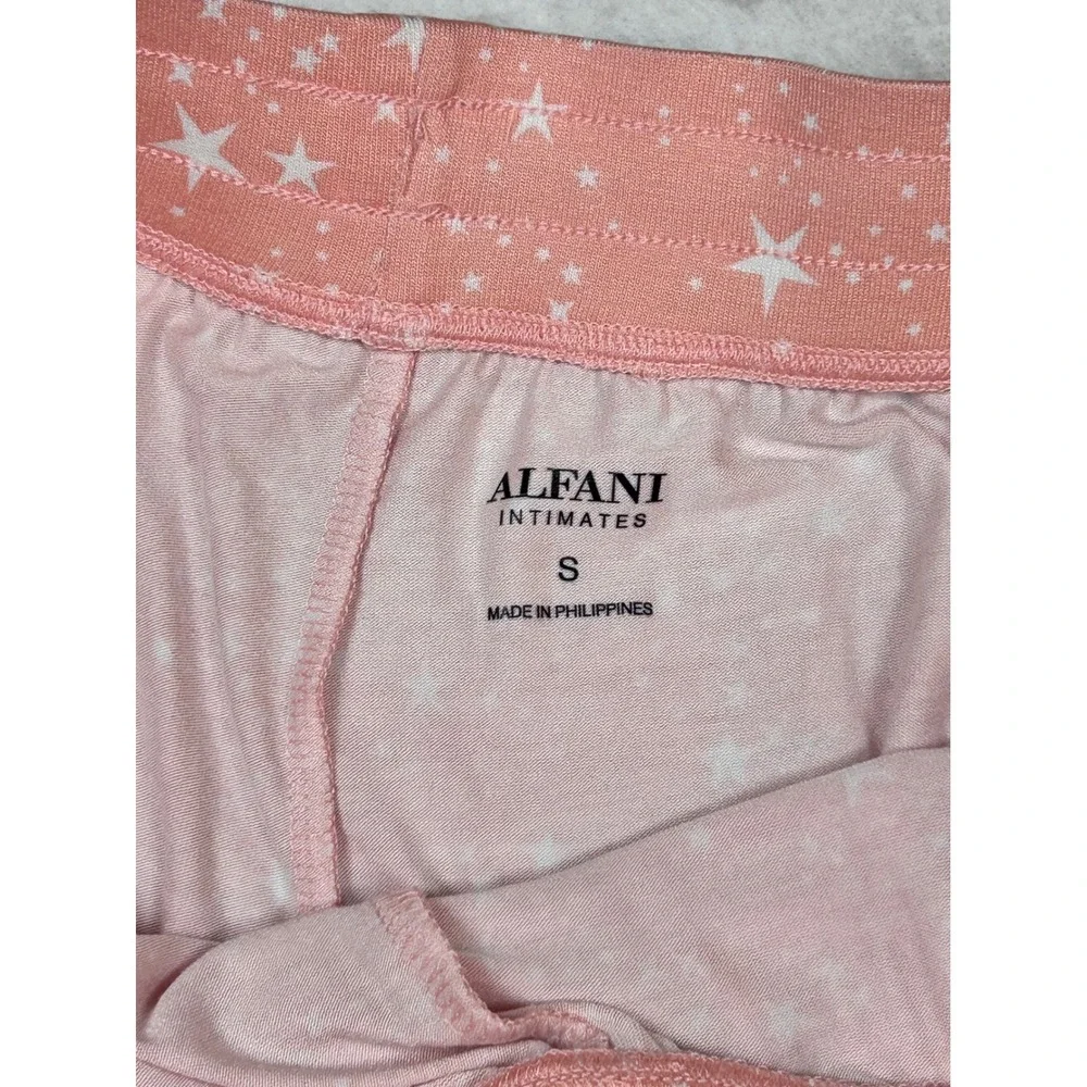Alfani Intimates Womens Small Pajama Set Pink Star Print Rayon  NWT
